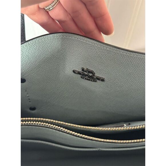 Coach Charlie Carryall Midnight Silver Tote Pebbled Leather Bag Classic Travel - Picture 4 of 11